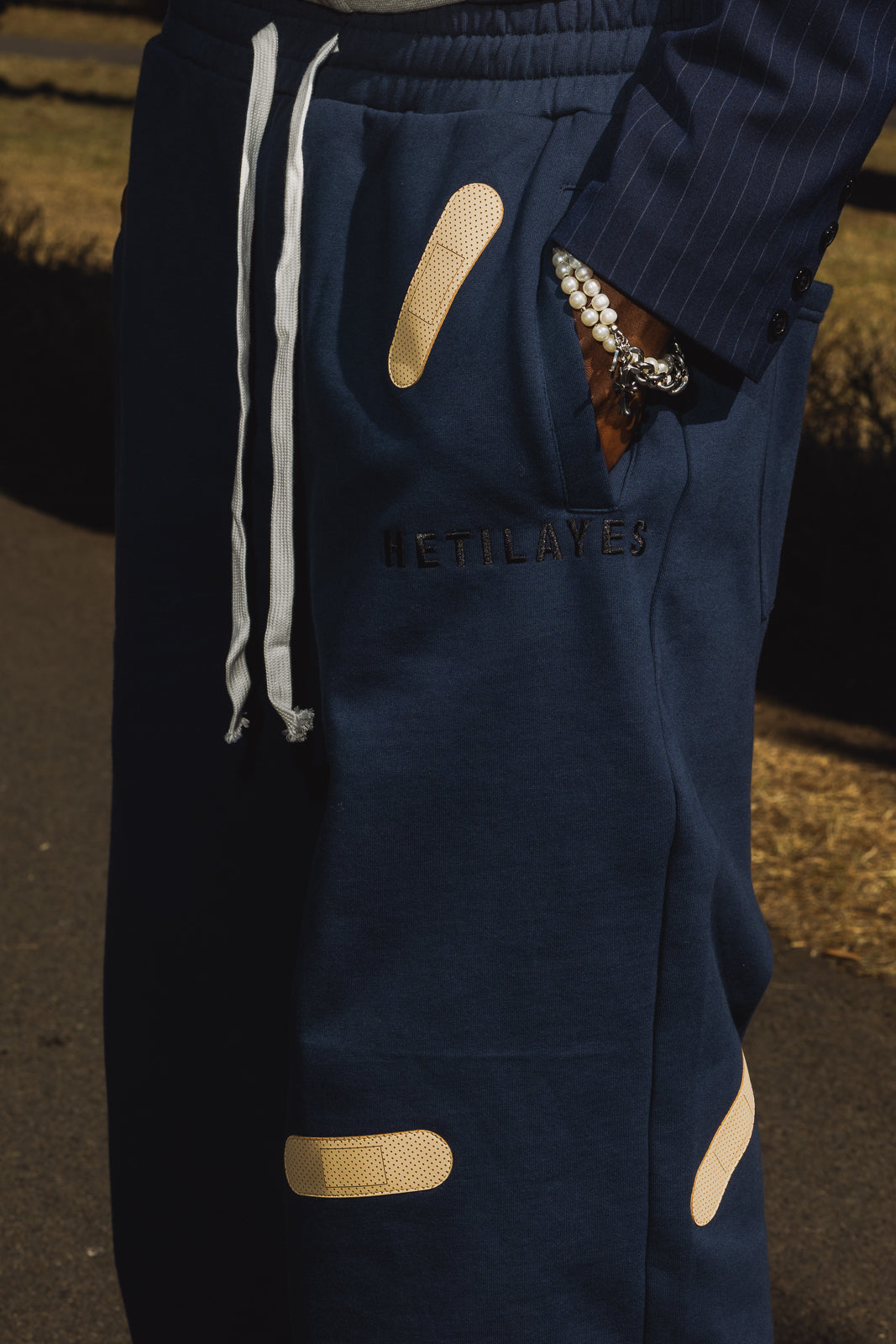 'Plaster Track' Navy jogger