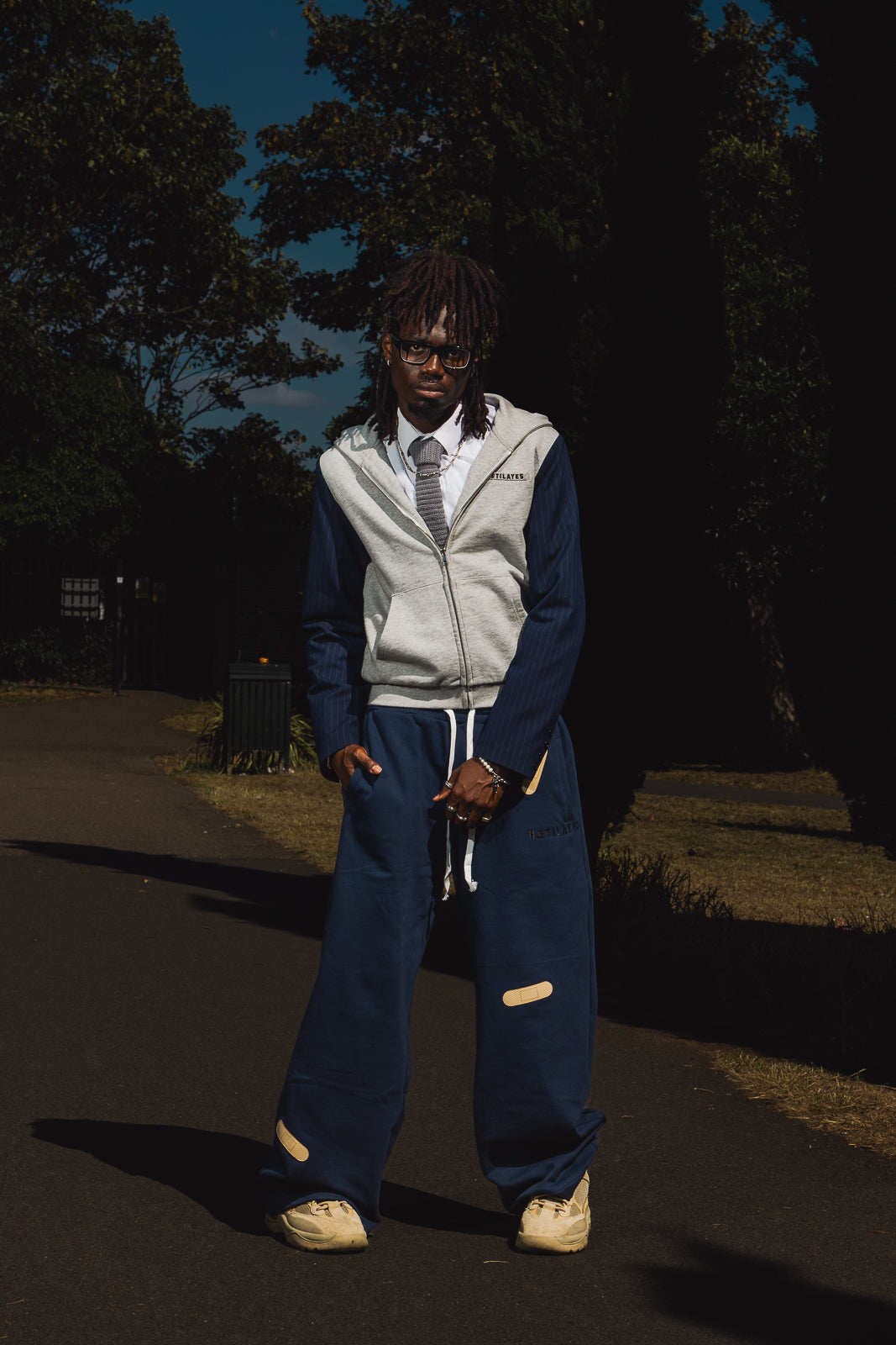 'Plaster Track' Navy jogger
